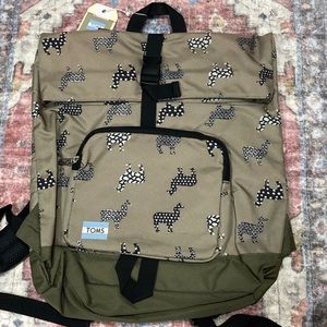 NWT, TOMS, stand up Llama Dance printed backpack